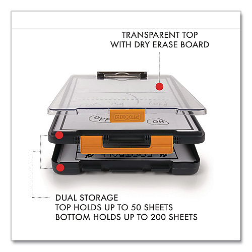Dexas ClearView Clipcase Storage Clipboard, 0.35" Clip Capacity, Holds 8.87 x 12.25 Sheets, Gray/Orange (5717804)
