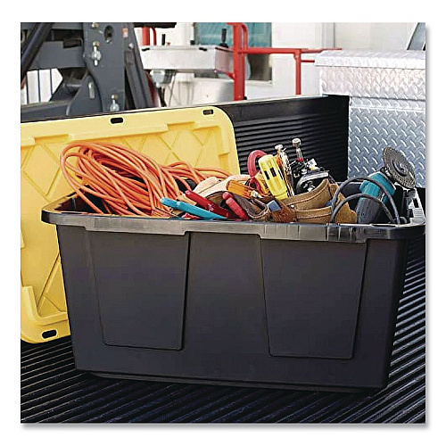 GreenMade Storage Bin with Snap Lid, 108 qt, 20.5 x 30.5 x 14.7, Black/Yellow (669871)