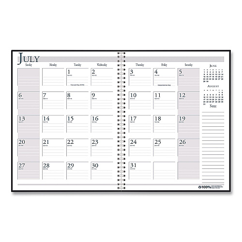 House of Doolittle Recycled Academic Monthly Appointment Planner, 11 x 8.5, Charcoal Gray Cover, 14-Month: July 2025 to Aug 2026 (22650326)
