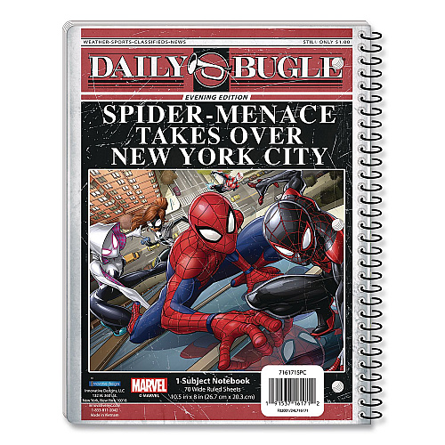 Innovative Designs Licensed Spiral Notebook, Marvel Spider-Man, 1-Subject, Wide/Legal Rule, Multicolor Cover, (70) 10.5 x 8 Sheets (716171SPCSA)