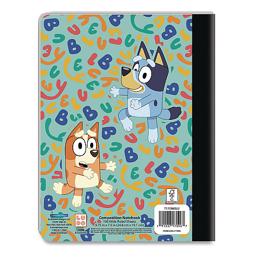 Innovative Designs Licensed Composition Book, Bluey and Bingo, Wide/Legal Rule, Multicolor Cover, (100) 9.75 x 7.5 Sheets (717096BLUSA)