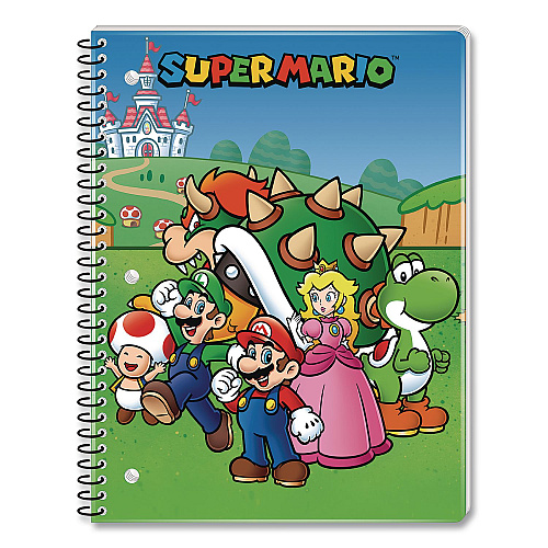 Innovative Designs Licensed Spiral Notebook, Super Mario, 1-Subject, Wide/Legal Rule, Multicolor Cover, (70) 10.5 x 8 Sheets (717842MBSA)