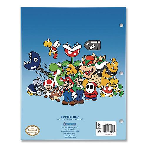 Innovative Designs Licensed Two-Pocket Folder, Super Mario, Side: 3-Hole Punched, Accommodates (50) 11 x 8.5 Sheets, Multicolor (717890MBSA)