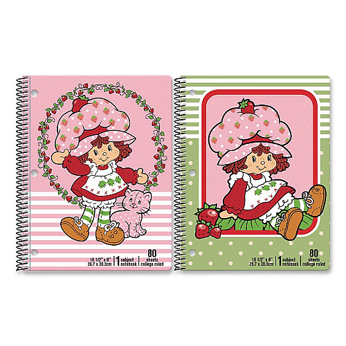 Inkology Licensed Spiral Notebook, Randomly Assorted Strawberry Shortcake Cover Designs, Medium/College Rule, (80) 10.5 x 8 Sheets (4706912PDQ)