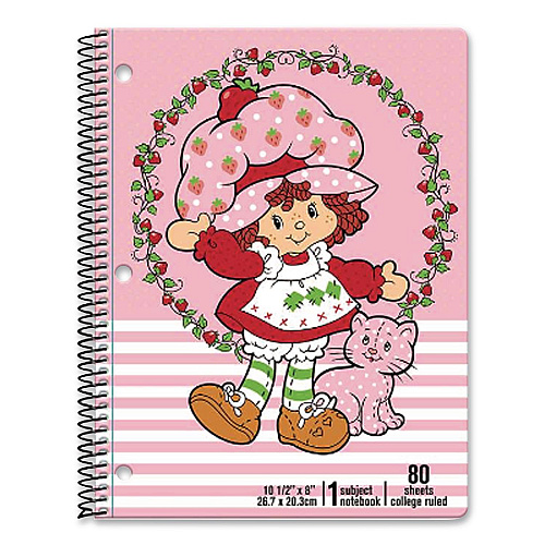 Inkology Licensed Spiral Notebook, Randomly Assorted Strawberry Shortcake Cover Designs, Medium/College Rule, (80) 10.5 x 8 Sheets (4706912PDQ)