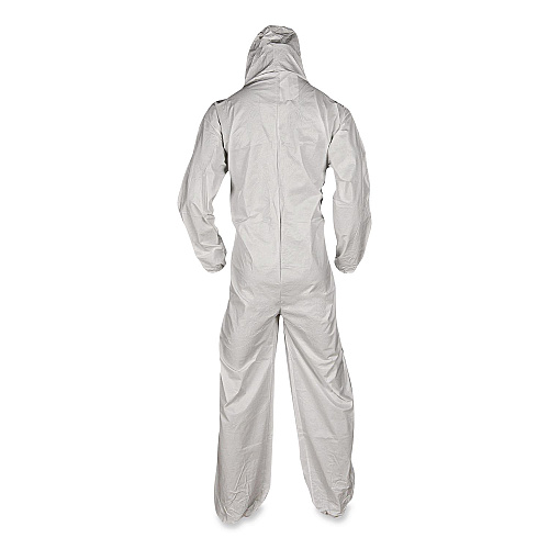 KleenGuard A35 Liquid and Particle Protection Coveralls, Zipper Front, Hooded, Elastic Wrists and Ankles, 3X-Large, White, 25/Carton (38942)