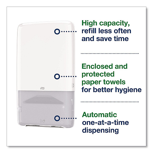 Tork PeakServe Automatic Continuous Paper Hand Towel Dispenser, 14.47 x 4.04 x 25.15, White (552540)