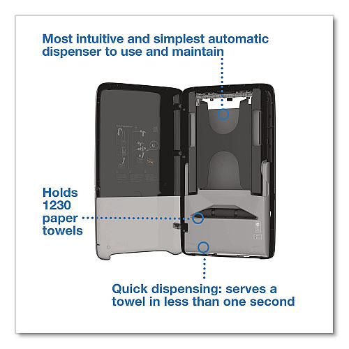 Tork PeakServe Automatic Continuous Paper Hand Towel Dispenser, 14.47 x 4.04 x 25.15, Black (552548)