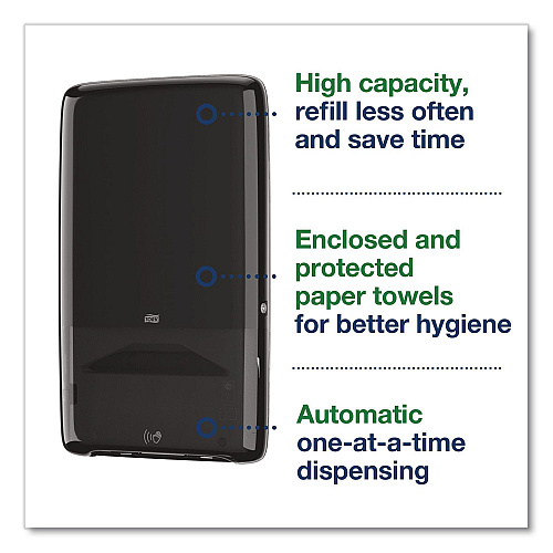 Tork PeakServe Automatic Continuous Paper Hand Towel Dispenser, 14.47 x 4.04 x 25.15, Black (552548)