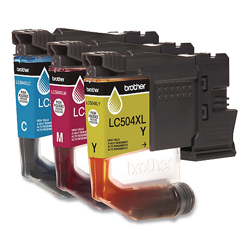 Brother LC504 INKvestment Ink, 500 Page-Yield, Cyan/Magenta/Yellow, 3/Pack (LC5043PKS)