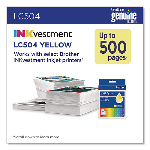 Brother LC504 INKvestment Ink, 500 Page-Yield, Yellow (LC504YS)