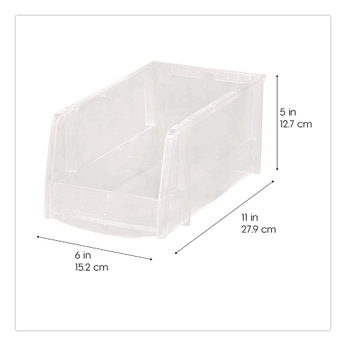 Iris Stackable Plastic Storage Bin. Medium, 1.6 qt, 6 x 11 x 5, Clear (200528)