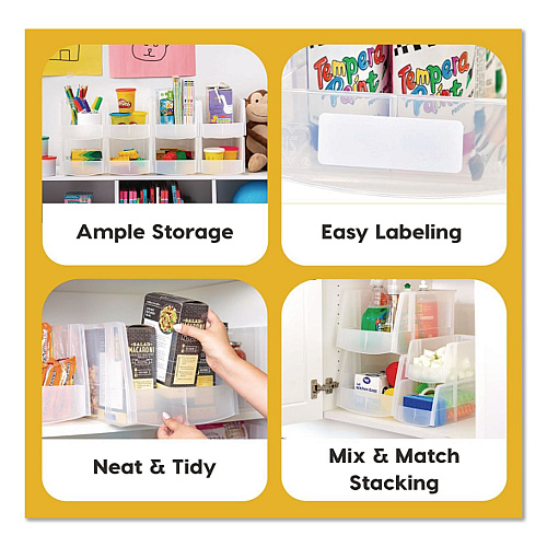 Iris Stackable Plastic Storage Bin. Medium, 1.6 qt, 6 x 11 x 5, Clear (200528)