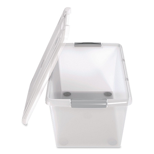 Iris Store and Slide Latching Lid Storage Bin, 61 qt, 15.55 x 23.42 x 12.99, Clear (270017)