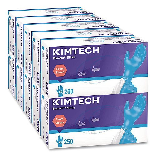 Kimtech Element Nitrile Exam Gloves, Powder-Free, AQL 1.5, X-Small, 3.2 mil Thick, 9.3" Long, Blue, 250/Box, 10 Boxes/Carton (62870)