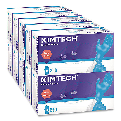 Kimtech Element Nitrile Exam Gloves, Powder-Free, AQL 1.5, Medium, 3.2 mil Thick, 9.3" Long, Blue, 250/Box, 10 Boxes/Carton (62872)