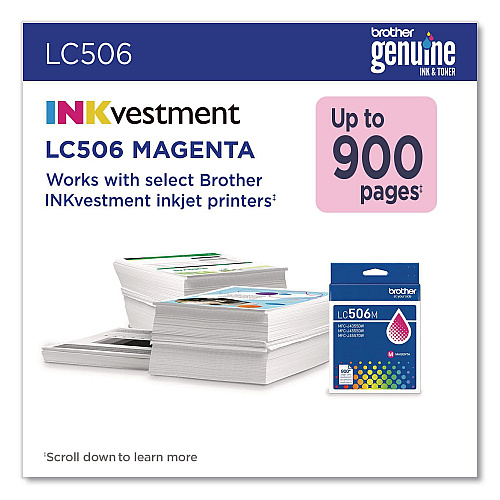 Brother LC506 INKvestment, 900 Page-Yield, Magenta (LC506MS)
