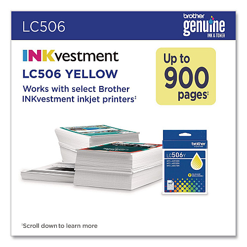 Brother LC506 INKvestment, 900 Page-Yield, Yellow (LC506YS)