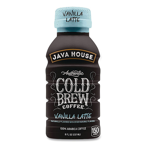 Java House Cold Brew Coffee, Vanilla Latte, 8 oz Bottle, 24/Carton (HFP01785)