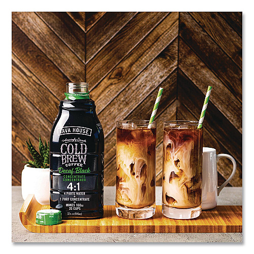 Java House Cold Brew Coffee Concentrate, Decaf Black, 32 oz Bottle (HFP01809)