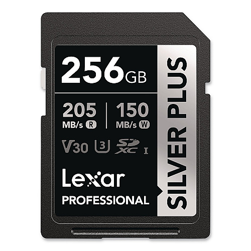 Lexar Professional SILVER Series SDXC Memory Card, 205MB/s Read Speeds and 150MB/s Write Speeds, UHS-I V30 U1 Class 10, 256 GB (LSDSIPL256GB)