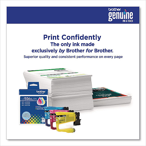 Brother LC506 INKvestment, High-Yield Ink, 1,500 Page-Yield, Cyan/Magenta/Yellow (LC506XL3PKS)