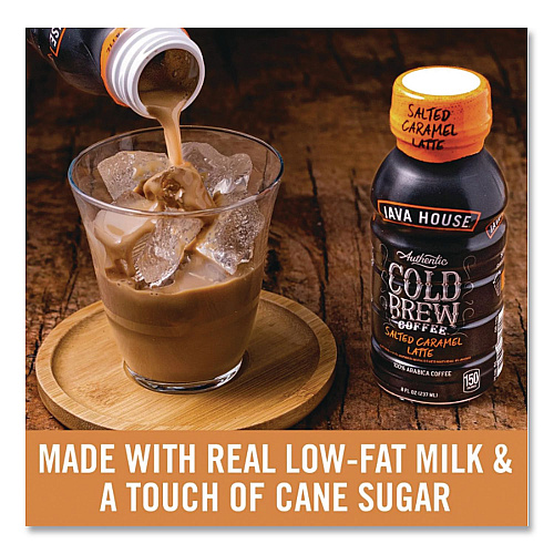 Java House Cold Brew Coffee, Salted Caramel Latte, 8 oz Bottle, 12/Carton (HFP01804)