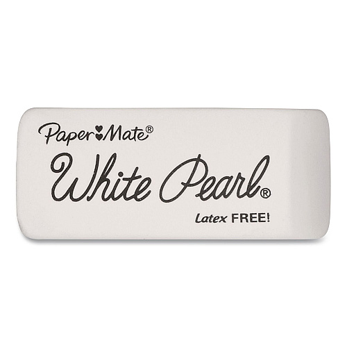 Paper Mate White Pearl Latex-Free Plastic Eraser, For Pencil Marks, Rectangular Block, White, 3/Pack (70624)