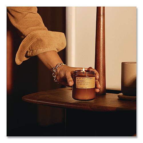 P.F. Candle Co. Ojai Lavender Soy Candle, 40 to 50 Hours Burn Time, 2.9 d x 3.5 h, 7.2 oz, Amber (SC35)