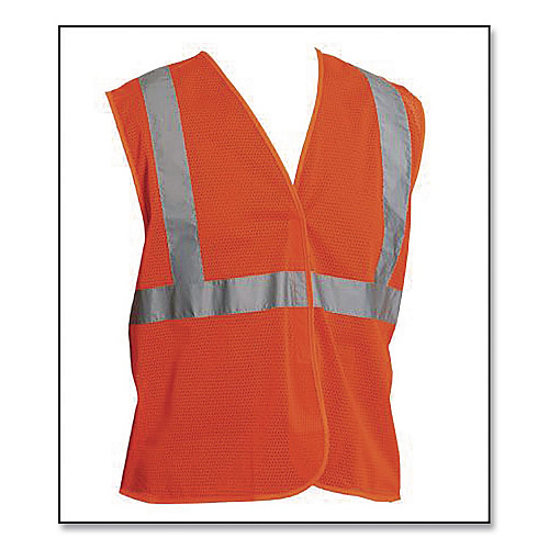 PIP ANSI Class 2 Hook and Loop Safety Vest, Polyester Mesh, Medium, Hi-Viz Orange (302MVGORM)