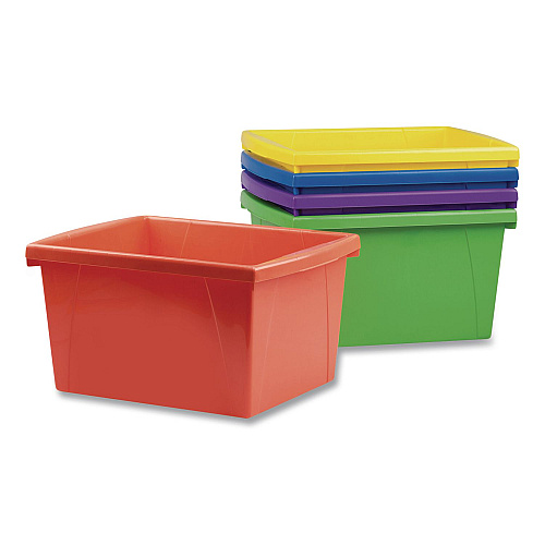 Storex Classroom Storage Bin, 16 qt, 11.25 x 13.62 x 7.9, Assorted Colors, 6/Carton (61514U06CCT)