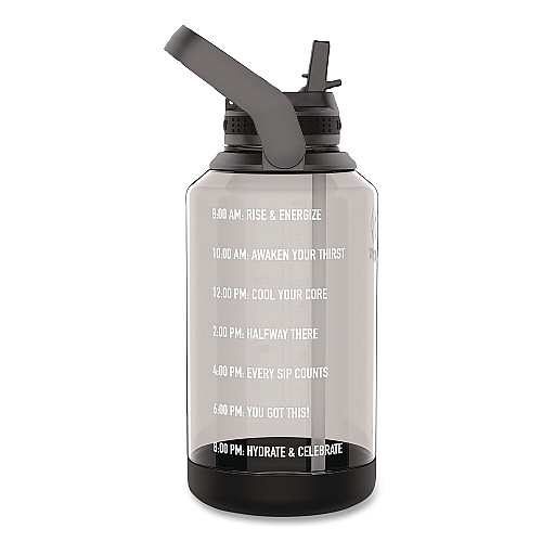 TAKEYA Tritan Motivational Plastic Water Bottle, 64 oz, Stormy Black (54145)