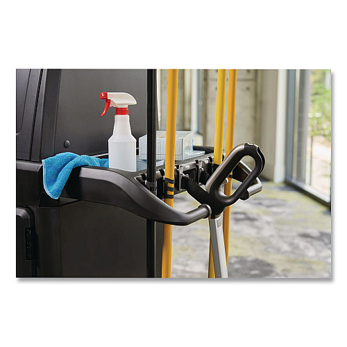 Vacuum Holder, For All Rubbermaid Commercial Full Size and Compact Housekeeping Carts, Plastic, Black, 6/Carton (2202571)