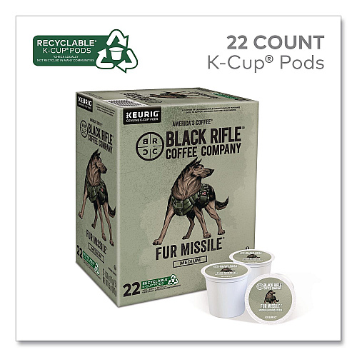 Black Rifle Coffee Company Fur Missile Coffee K-Cups, 22/Box, 4 Boxes/Carton (5510CT)