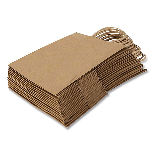 Inteplast Group Get Reddi Paper Bags, Pixie Size, 60# Basis Weight, Twisted Rope Handles, 10" x 5" x 13", Brown, 250/Carton (KRFTW10513)