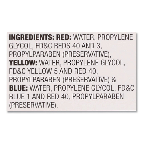 McCormick Food Coloring, Red/Yellow/Blue, 0.5 oz Bottle, 3/Box (MCM05308)