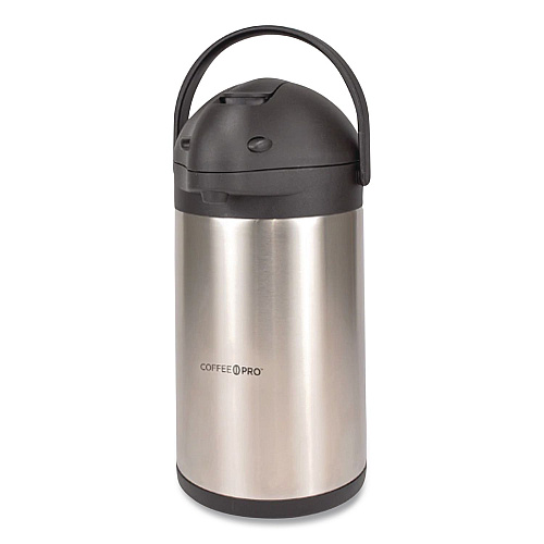 Coffee Pro Stainless Steel Airpot, 192 oz, Silver/Black (CPAP35)