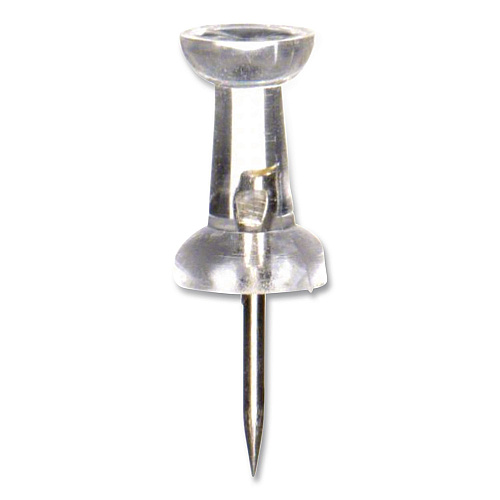 Officemate Push Pins, Clear Plastic Head, 0.5" Pin, 100/Box (378820)