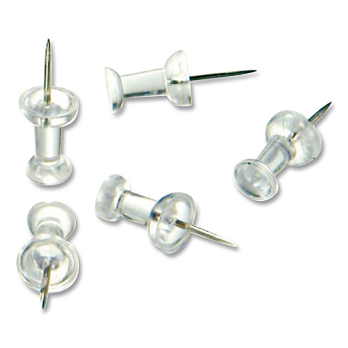 Officemate Push Pins, Clear Plastic Head, 0.5" Pin, 100/Box (378820)