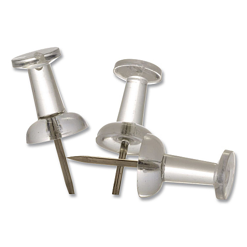 Officemate Push Pins, Clear Plastic Head, 0.5" Pin, 100/Box (378820)