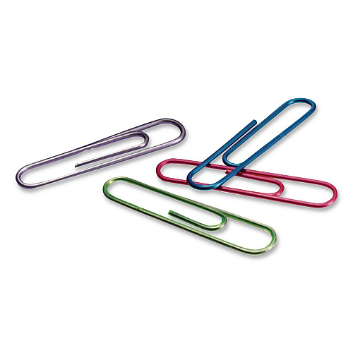Officemate Paper Clips, #2, Vinyl Coated, Assorted Translucent Colors, 600/Pack (509946)