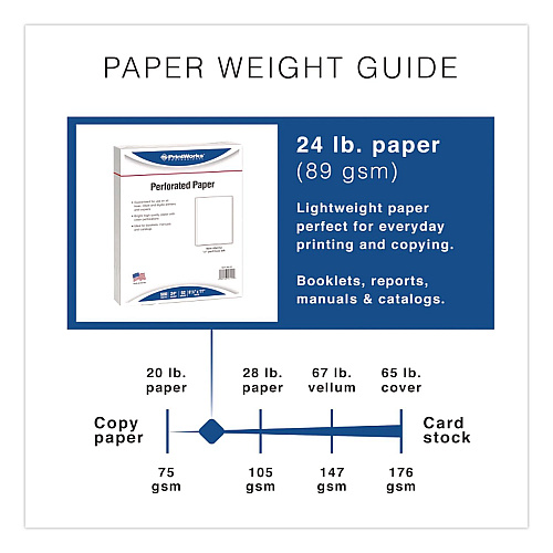 Printworks Professional Perforated Paper, 92 Bright, Perforated 0.5" from Left, 24 lb Bond Weight, 8.5 x 11, White, 500 Sheets/Ream, 5 Reams/Carton (04112P)