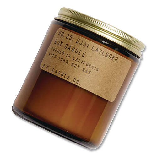 P.F. Candle Co. Ojai Lavender Soy Candle, 40 to 50 Hours Burn Time, 2.9 d x 3.5 h, 7.2 oz, Amber (SC35)