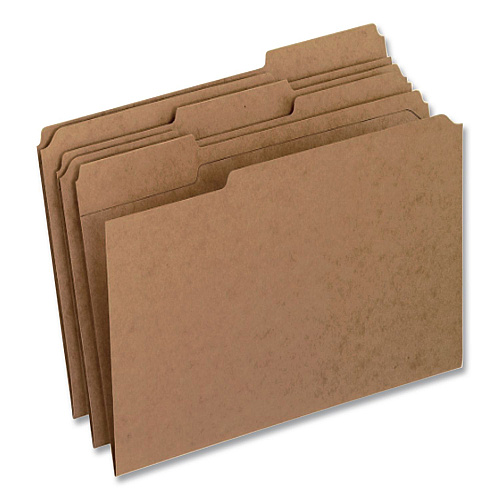 Pendaflex Reinforced Top-Tab File Folders, 2/5-Cut Tabs, Letter, Brown Kraft, 100/Box (RK15225RE)