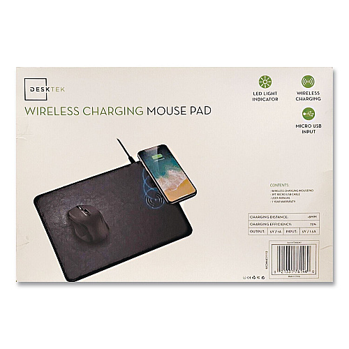 Vivitar DeskTek TapCharge Mousepad, Qi Wireless Charging, Black (TEK8047)