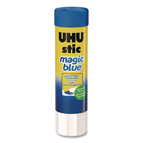 UHU Stic Permanent Glue, Magic Blue, 0.29 oz, Dries Clear (99601)