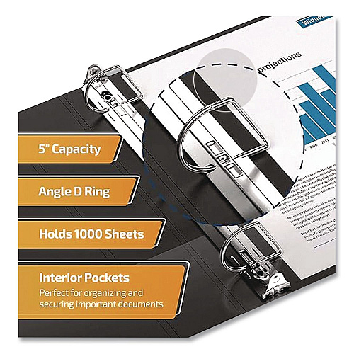 QuickFit D-Ring View Binder, 3 Rings, 5" Capacity, 11 x 8.5, Black (870701)