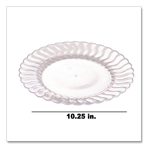 Fineline Settings Flairware Dinner Plate, 10.25" dia, Clear, 144/Carton (210CL)