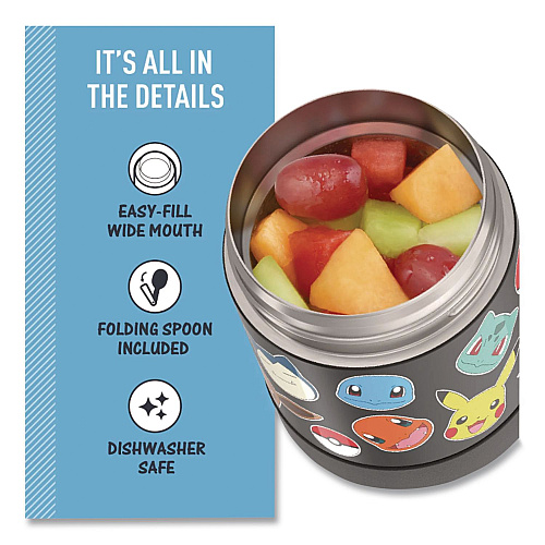 Thermos FUNtainer Pokemon Two-Compartment Food Jar, 10 oz, Black/Multicolor (F3103PM6M)