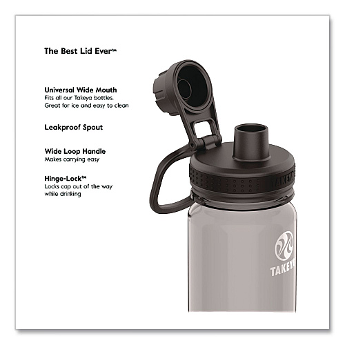 TAKEYA Tritan Plastic Water Bottle, 24 oz, Stormy Black (50404)